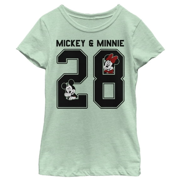 Girl's Mickey & Friends Mickey & Minnie Jersey Graphic Tee Mint Small