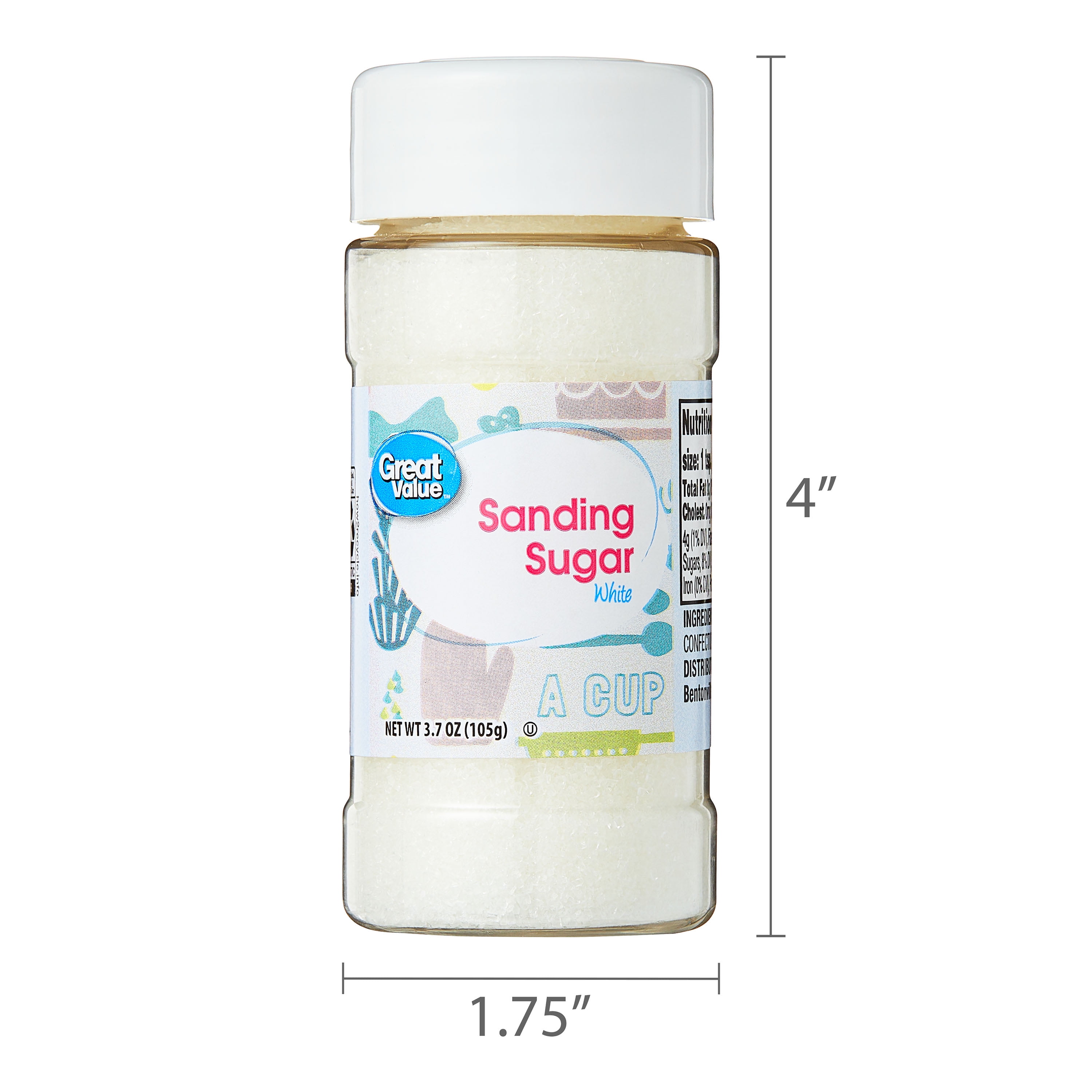 (6 pack) Great Value White Sanding Sugar for Dessert Decorations, 3.5 oz