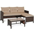 thumbnail image 4 of Costway 3PCS Patio Wicker Rattan Sofa Set Outdoor Sectional Conversation Set Garden Lawn, 4 of 9