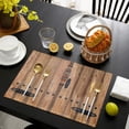 thumbnail image 4 of Rustic Brown Wooden Door Placemats Set of 6 - Washable Woven Burlap Cloth Fabric Placemat for Square/Rectangle/Round/Oval Dining Table, Retro Faem Barn Door Easy Clean Place Mats for Toddlers, Kids, 4 of 6