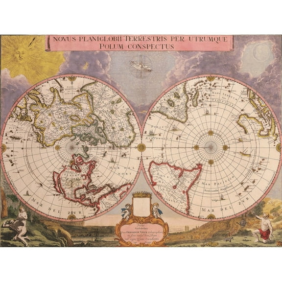 Historic Map - World - Valck - 30.53 x 23 - Vintage Wall Art