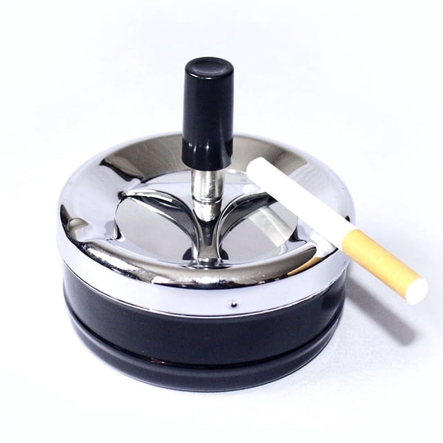 Cenicero pequeño plateado para exteriores, cenicero cromado para exteriores con tapa para cigarrillos, cenicero elegante, ceniceros de jardín para cigarrillos, grande