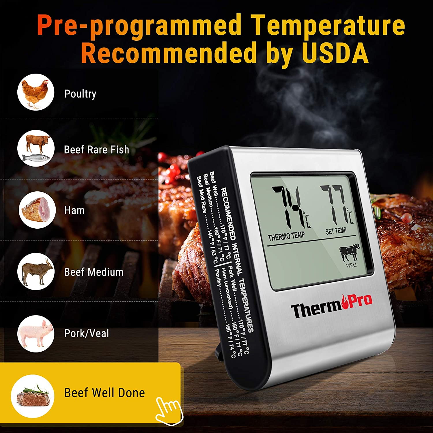 Stainless Steel BBQ Meat Meat Thermometer Argos Kitchen Digital Cooking  Food Probe Hangable Electronic Barbecue Household Temperature Detector  Tools C0531G21 From Cinderelladress, $1.23