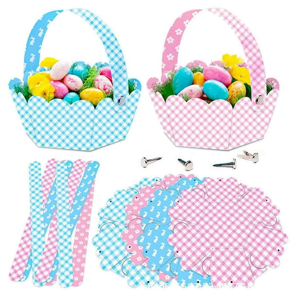 Easter Cartoons Colorful Handy Basket Boxes Party Gifts Candy Chocolate Packaging Bags Colored Eggs