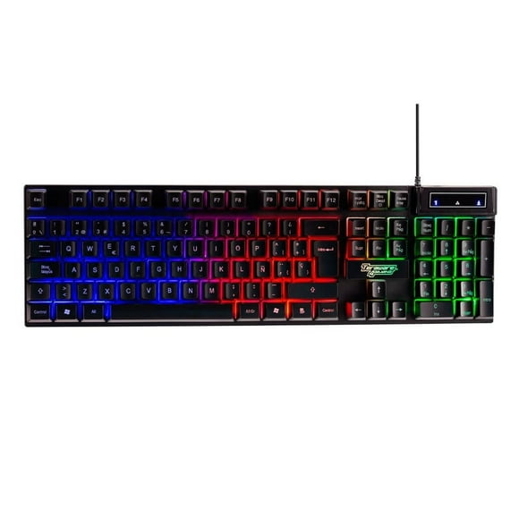 Teclado gamer Westminster Fagot membrana, alámbrico, conexión USB, negro