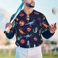 thumbnail image 5 of Lsque Space Dinosaur Pattern Mens Polo Golf Shirts Funny Graphics Shorts Sleeve Button Shirts Baseball T-shirt-XX-Large, 5 of 7