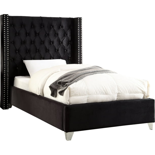 Meridian Furniture Aiden Black Velvet Twin BedColorBlack Velvet,Style