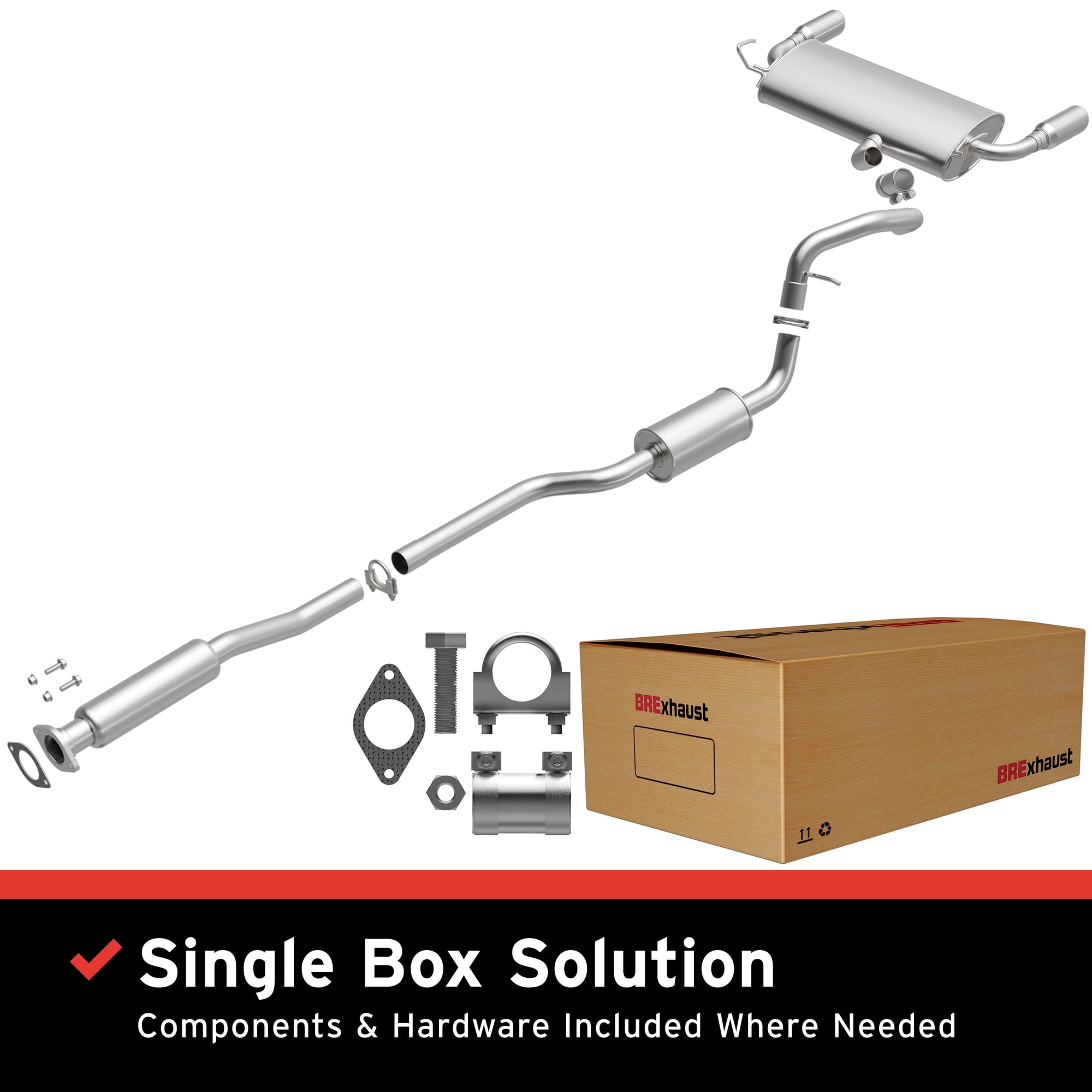 BRExhaust OE Replacement Exhaust System Kit 106-0504: Compatible with 2017-2019 Ford Escape 1.5L, 2013-2016 Ford Escape 1.6L, 2013-2019 Ford Escape 2.0L, 2013-2019 Ford Escape 2.5L