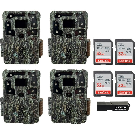 (4) Browning Strike Force Pro X 1080 Trail Game Camera Bundle Includes 32GB Memory Cards and J-TECH Card Reader (24MP) | BTC5PX1080 …