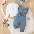 thumbnail image 2 of enyan Baby Girl Fall Clothes Newborn Long Sleeve Ribbed Plain Sweatshirt Overall Suspender Pants 2Pcs Winter Outfits Sweatsuit Blue，12-18 Months, 2 of 6
