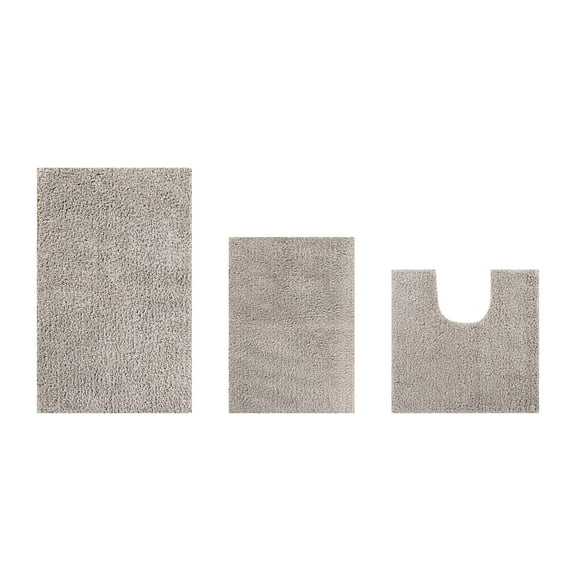 Better Trends 3 Piece Bathroom Rug Set 100% Polyester Bath Rug, Water Absorbent Non-Slip Bath Mat Machine Washable Micro Plush Collection - Beige