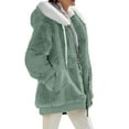 thumbnail image 2 of Plus Size Winter Coats for Women Full Zip Oversized Fleece Sherpa Jacket Drawstring Fuzzy Hooded Outerwear w/Pockets Mint Green 2XL, 2 of 6