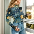 thumbnail image 5 of Stars and Moon in Starry Sky Women's Mock Turtle Neck Long Sleeve Tops Bodysuit Jumpsuit One Piece Leotards Shirt, 5 of 8