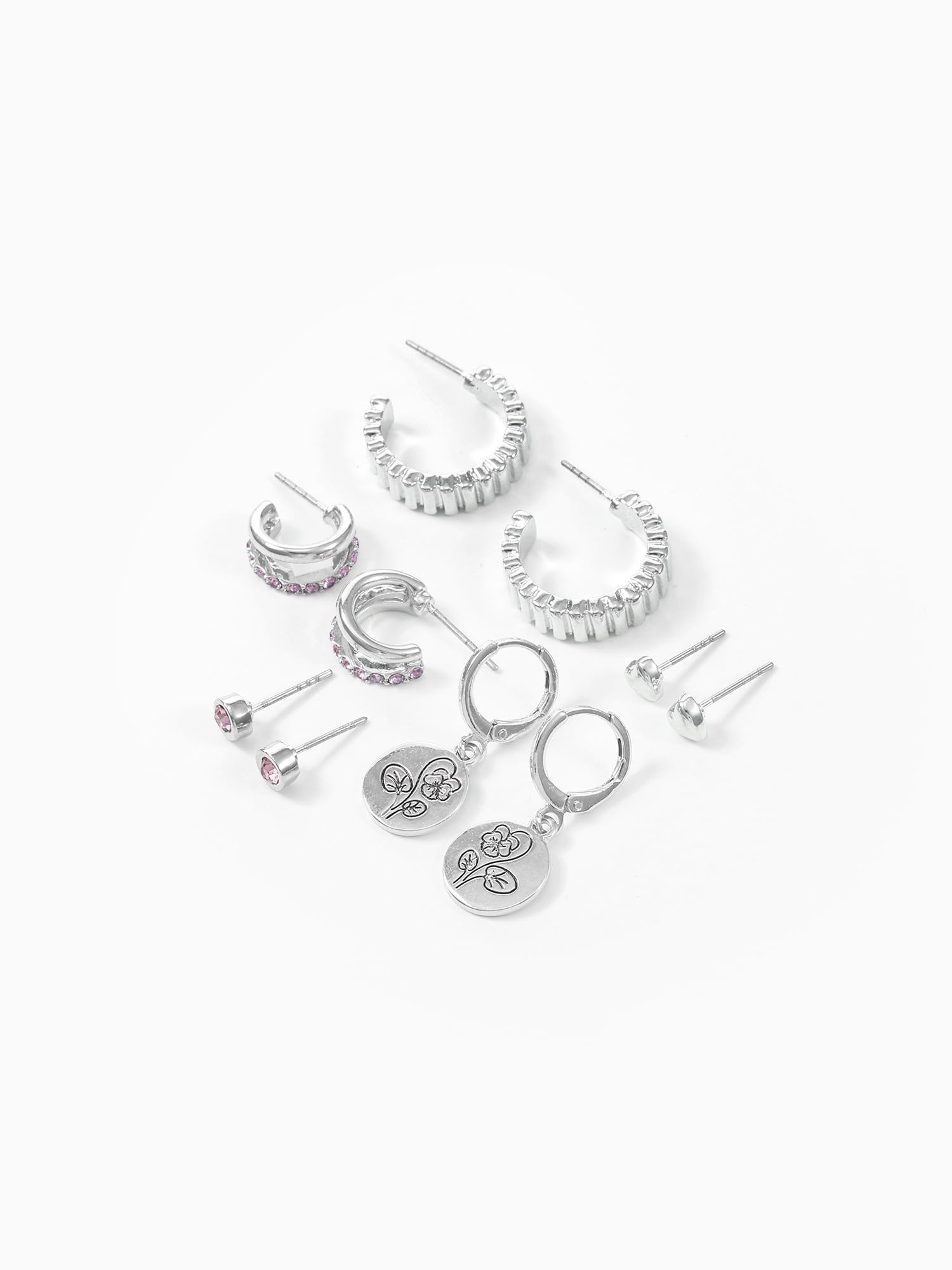 Time and Tru February Iris Earring Pack Silvertone