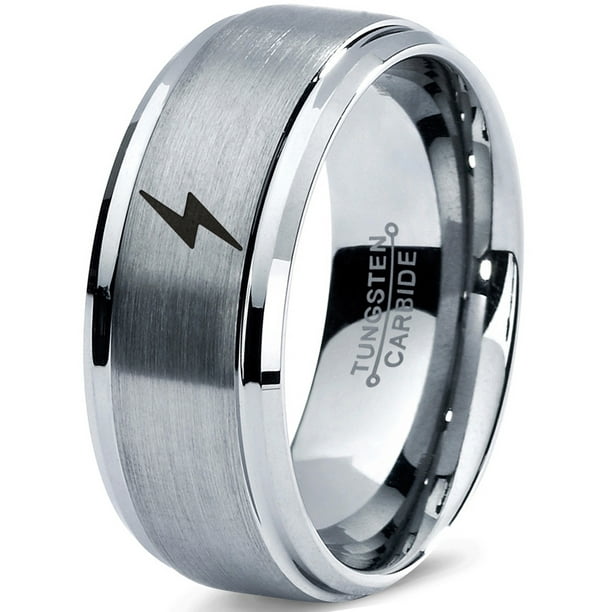 Zealot Jewelry Tungsten Flash Thunder Lightning Bolt Band Ring 8mm