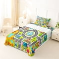 thumbnail image 5 of Manfei Boys City Map Twin Sheets,Cartoon Buildings Bedding,Gray,3-Piece,1 Fitted Sheet and 1 Pillowcase, 5 of 6