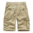 thumbnail image 4 of HOOMEUMY Men's Cargo Shorts Cotton Loose Fit Stretch Breathable Multi-Pockets Straight Summer Beach Short Pants Yellow L, 4 of 7
