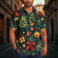 thumbnail image 2 of SERTG Men's Christmas Print Short Sleeve Shirt Lapel Collar Button Front Resort Casual Hawaiian Shirt Men Christmas Gifts Tops(Yellow,2XL), 2 of 6