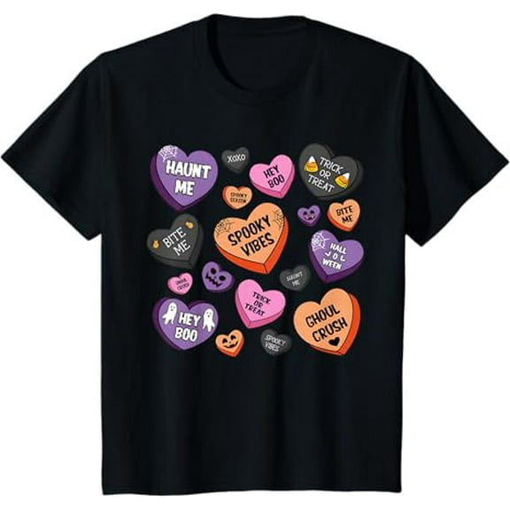 Horror Spooky Candy Heart Valentines Day Lover Tee Halloween Boys T-Shirt
