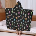thumbnail image 5 of Black Colorful Skull Mushroom Pattern Hooded Bath Towel，60"x35" for Ages 3 To 12 Kids, Quick Dry Lightweight Soft Microfiber Hood Beach Towel Cover Up for Kids, 5 of 7
