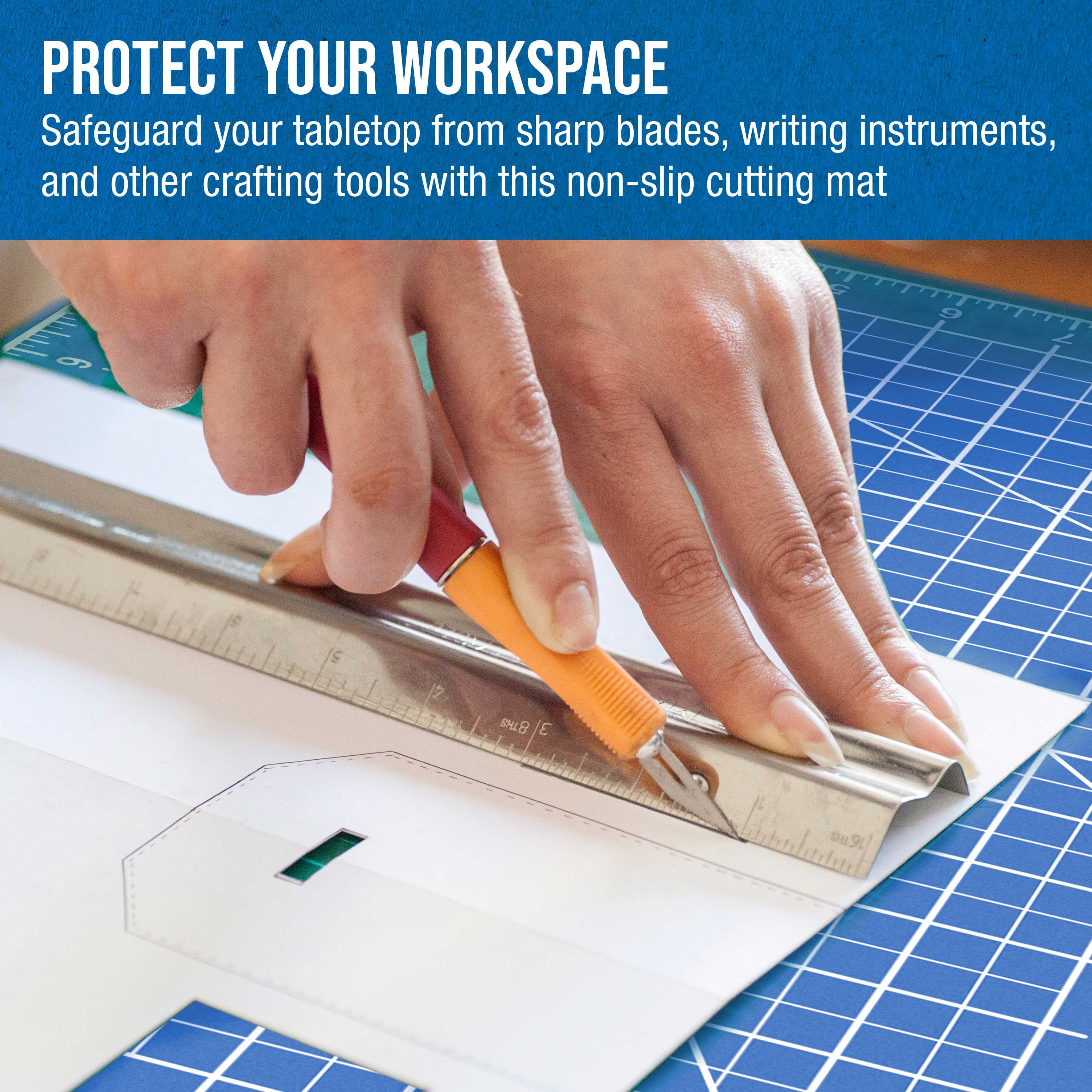 U.S. Art Supply 9" x 12" Self-Healing Cutting Mat 5-Ply - Double-Sided Pink/Blue Craft Mat, Non-Slip Cutting Mats for Crafts, Sewing, Quilting, Scrapbooking