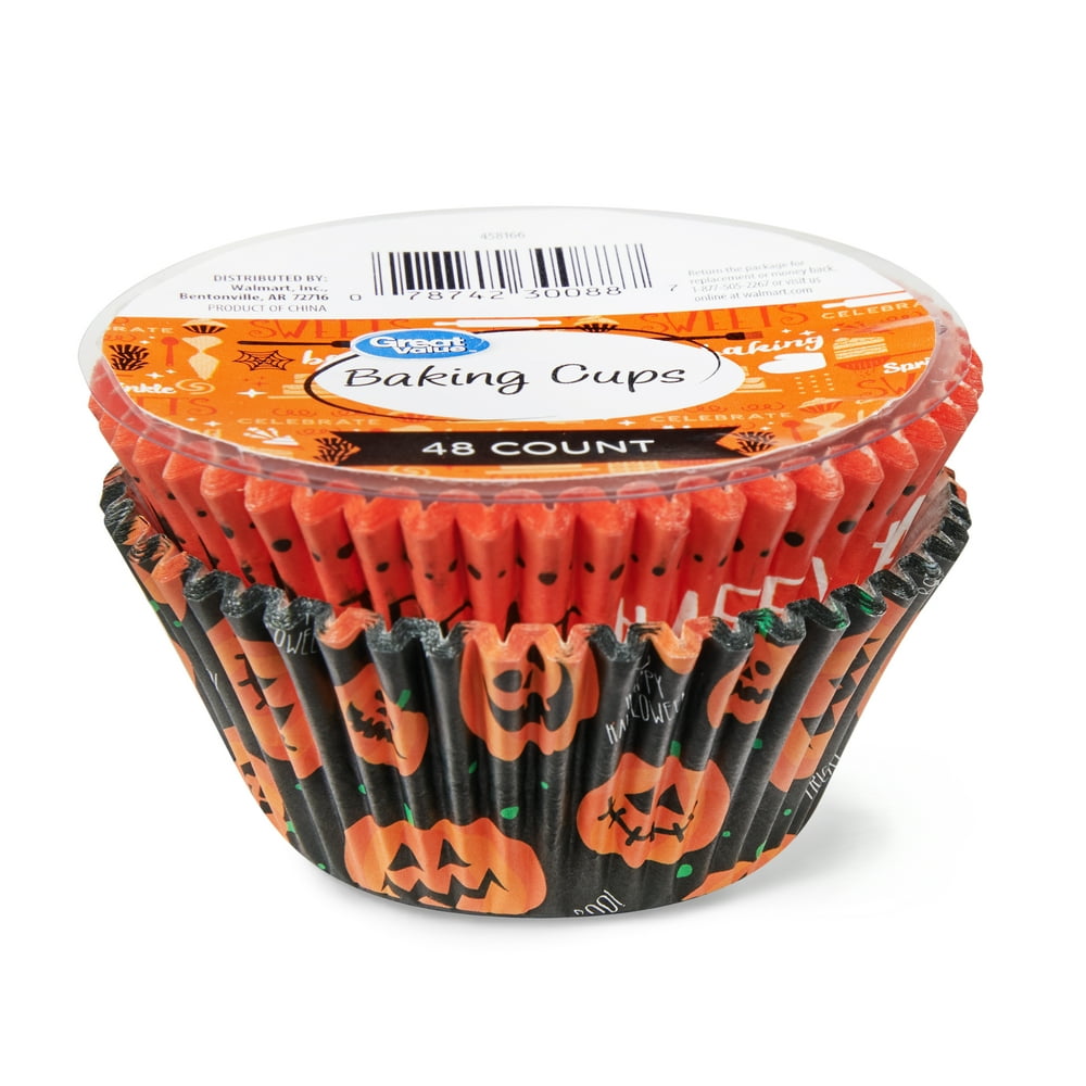 Great Value Halloween Baking Cups, Pumpkins, 48 Count