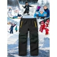thumbnail image 2 of POENTAB Kids Boys Hiking Snow Ski Pants Fleece Lined Softshell Waterproof Warm Insulated Trousers with Zipper Pockets Black Size 4-5, 2 of 7
