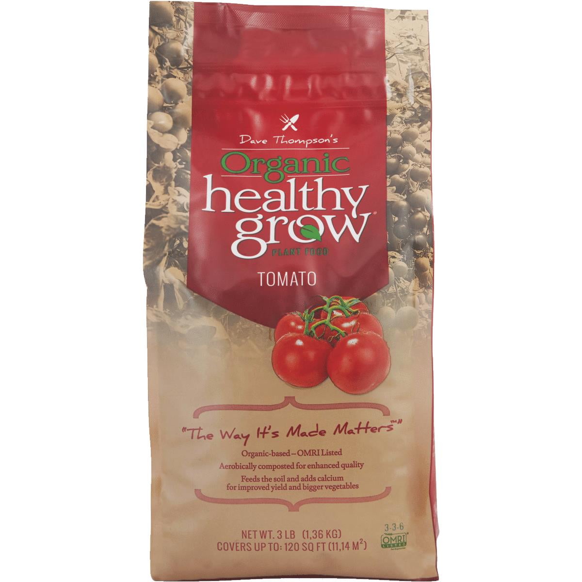 Organic Healthy Grow Tomato Garden Plant Food Fertilizer 3-3-6 Formula, 3 lb Bag