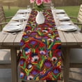 thumbnail image 5 of Abstract Flowers Cotton Linen Table Runner for Dining Kitchen, Spring Botanical Floral Leaf Plant Red Wedding Outdoor Party Tablerunners, Dresser Scarf Coffee Tablecloth Runners 13x60 Inches, 5 of 8