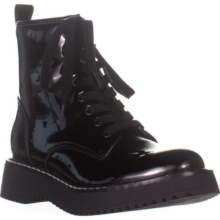 Womens madden girl Kurrt Lace Up Combat Boots Black Patent 5 US