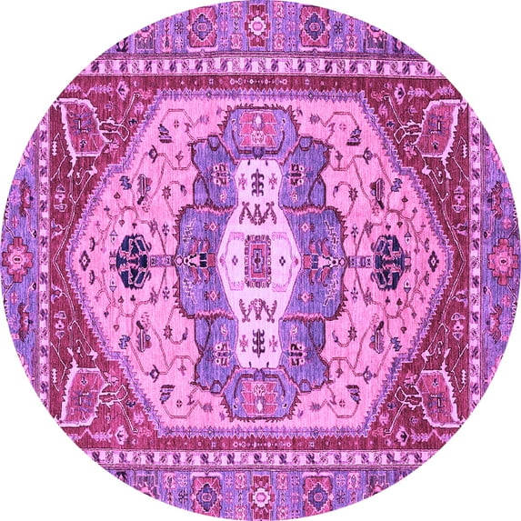 Ahgly Company Indoor Round Abstract Purple Modern Area Rugs, 3' Round