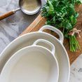 Over and Back Set of 2 Large White Porcelain Oval Handled Casserole