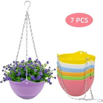 WLGJL Set of 7 Colors Self-Watering Hanging Planter Indoor Outdoor Garden Flower Plant Pot Container with Drainer and Hanging Chain