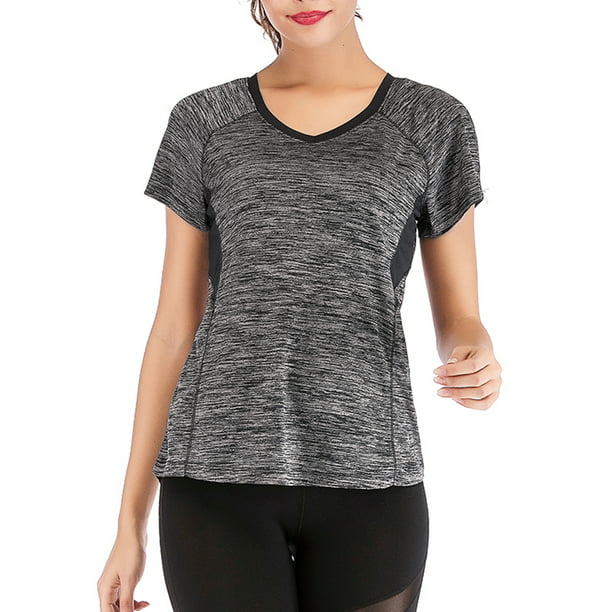 tæerne personale Sammentræf Outdoor Quick Dry T-Shirt Womens Athletic Tops Gym Workout Exercise Fitness  Moisture Wicking Running Yoga Shirt - Walmart.com