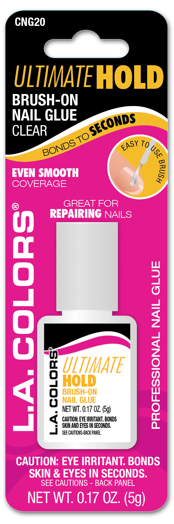 L.A. COLORS Ultimate Hold BrushOn Nail Glue, Clear, 0.1 fl oz