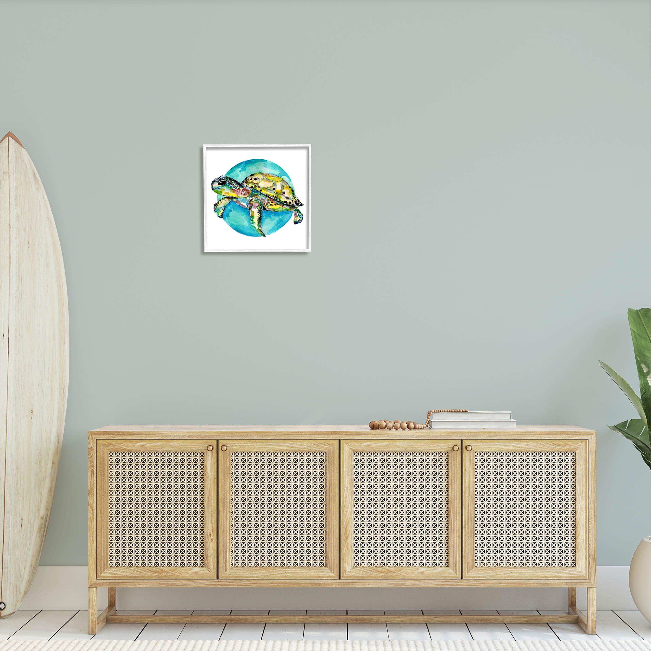 Marine Wildlife Sea Turtle Animals & Insects Graphic Art White Framed Art Print Wall Art