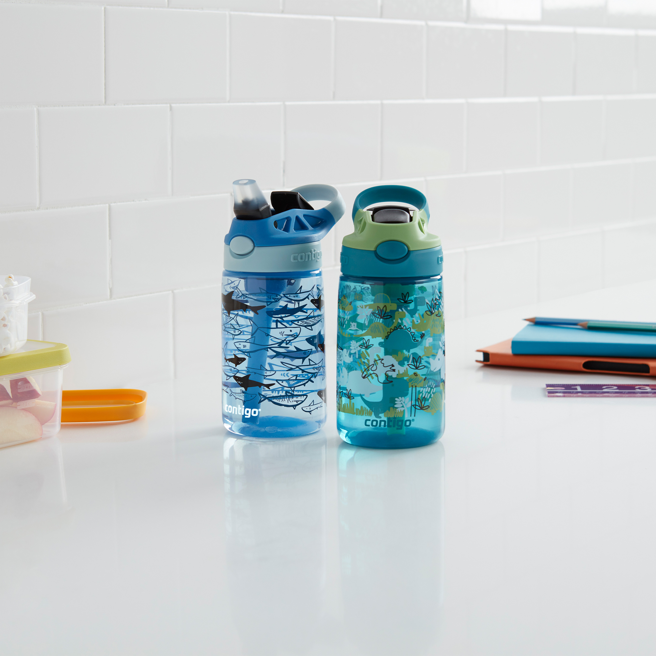 Contigo Kids Water Bottle with Autospout Straw Green & Blue, 14 fl oz. - image 5 of 8
