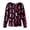 Red#3, variant on Scrubs For Women Crew Neck Snap Long Sleeve Ribbon Printed Scrub Jacket With Pockets Cozy Workwear Uniform Tops Hot Pink L