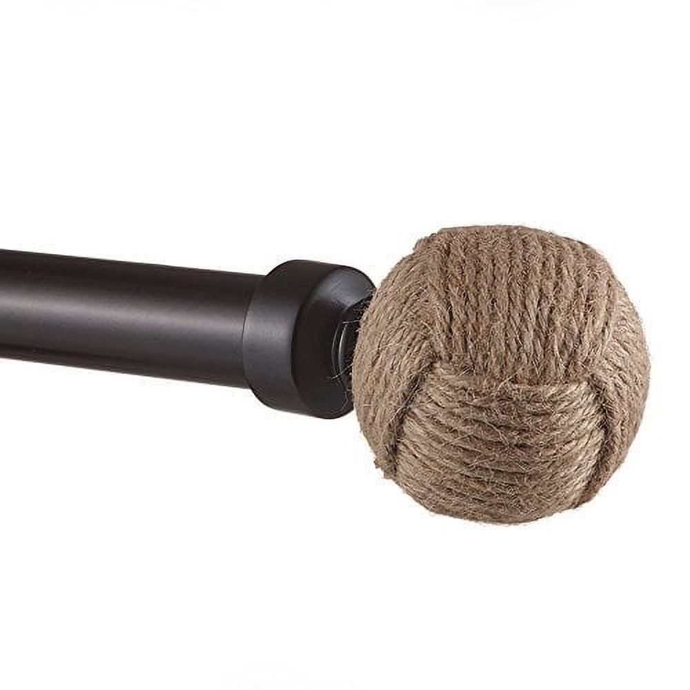 Exclusive Home Rope Knot 1" Curtain Rod and Finial Set, Matte Bronze, Adjustable 66"-120"