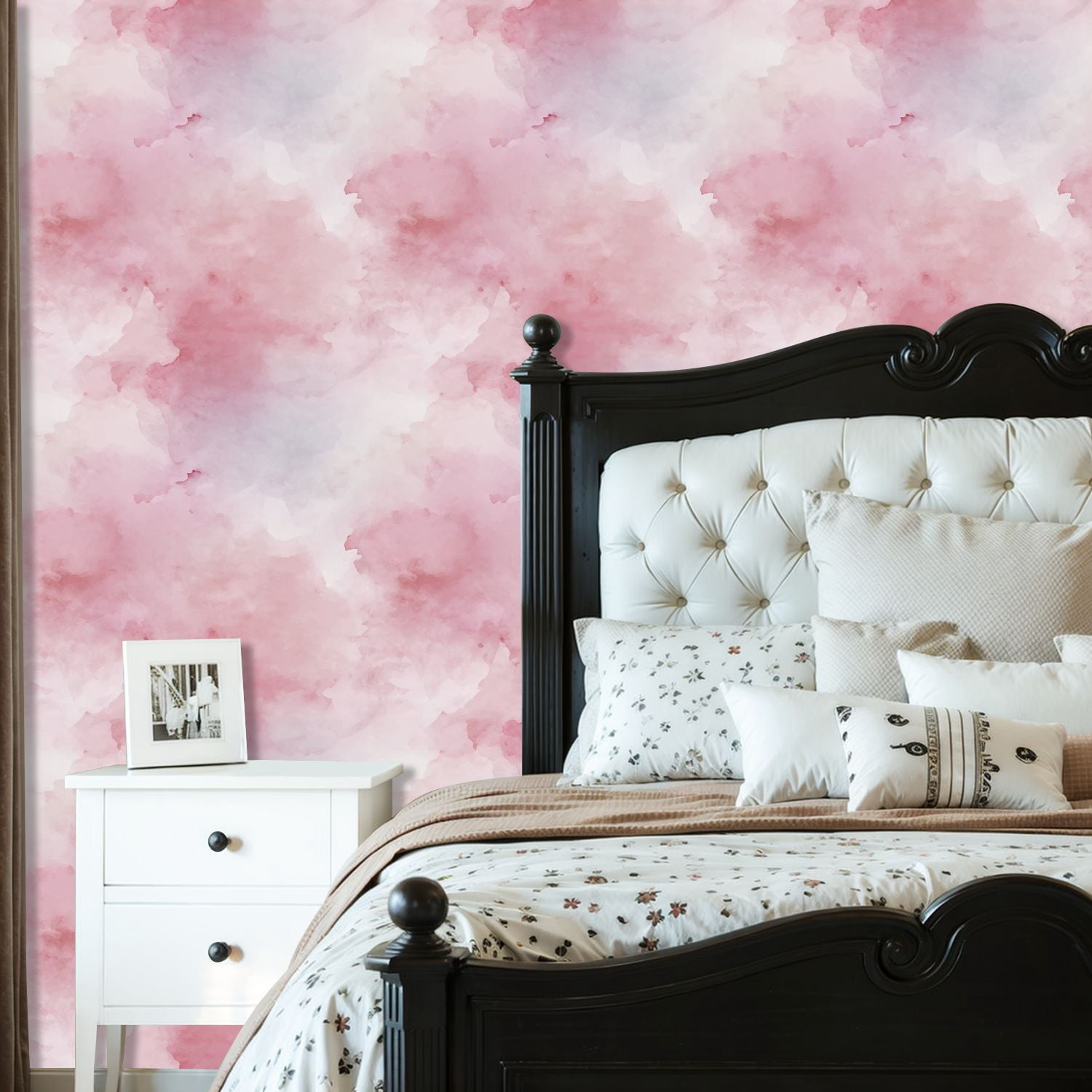 Peel and Stick Wallpaper Soft Pink Watercolor Abstract Blush White Hues Wall Mural 23.6in x 9.8ft Self Adhesive Removable Wall Paper Renter Friendly Wallpaper for Nursery Bedroom Cabinets