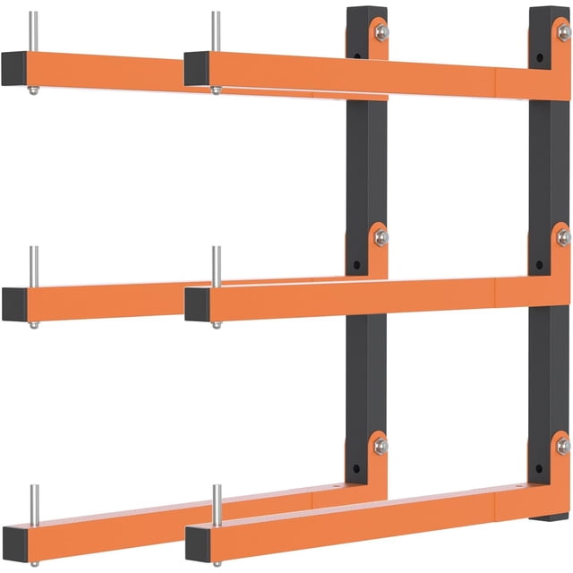 Lumber Rack WallMounted Lumber Storage Rack Heavy Duty Wood Storage Racks with Level System Lb Durable Garage Wood Organizer Orange Lumber Metal Racks for Indoor and Outdoor (