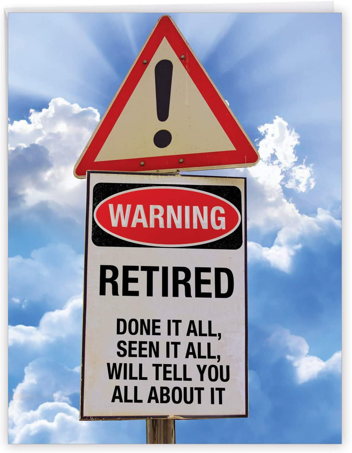 Nobleworks Retired Warning Sign Big Funny Group Retirement Card 8 5