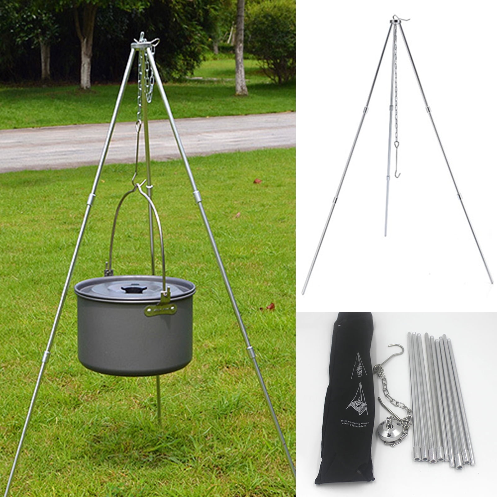 SPRING PARK Portable Outdoor Camping Campfire Grill Hanger Cooking