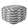 thumbnail image 5 of Laddha Home Designs 18" White and Gray Checkered Square Pouf Ottoman, 5 of 9