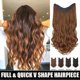 thumbnail image 2 of Media peluca con extensiones de cabello con clip, forma de U, grandes y onduladas, 60 cm, color marrón claro, gruesas, de una sola pieza., 2 of 5