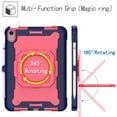 thumbnail image 3 of SaniMore for iPad 10th Generation 10.9" 2022 Kids Case, Multi-Functional Cover with Handle Shoulder Strap & 360° Rotatable Kickstand Pencil Holder Shockproof Protective Shell, Navy/Rose, 3 of 9