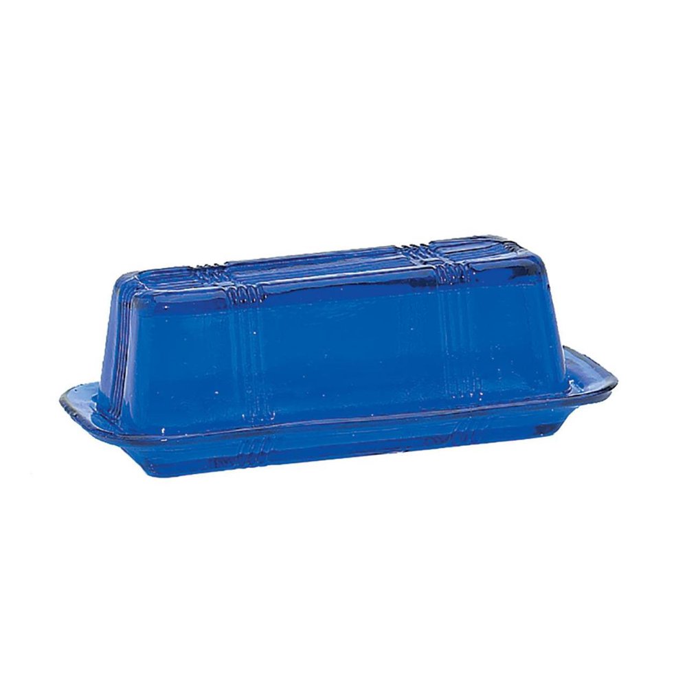 Cobalt Blue Glass Butter Dish