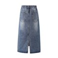 thumbnail image 6 of Blue Denim Mid Length Skirt For Girls 2025 Spring New Casual Denim Bottom, 6 of 7