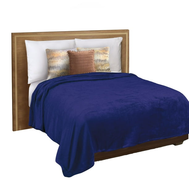 Cobertor Ligero Matrimonial Elefantito Color Azul Marino Liso Ultrasuave