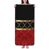 Extra Large Beach Towel 31" X 51" - Sun Yellow Moroccan Pattern, Quick Dry & Sand Free Microfiber Towel For Pool & Travel